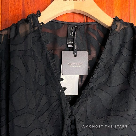 NIGHT NIGHT By Jonathan Simkhai Fil Coupé Black Long Sleeve Bodysuit - Picture 9 of 14